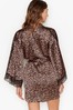 Victoria's Secret Nougat Leopard Lace Inset Kimono Robe