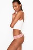 Victoria's Secret Pink Stripe Cotton Lace Waist Thong Panty