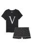 Victoria's Secret Black White Dot Cotton T-Shirt Short Pyjamas