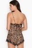Victoria's Secret Classic Brown Leopard Satin Lace Up Back Cami Set