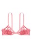 Victoria's Secret Wild Salmon Pink Unlined Embroidered Open Demi Bra