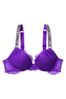 Victoria's Secret Bright Violet Purple Lace Shine Strap Plunge Push Up Bra