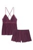 Victoria's Secret Dark Violet Purple Modal Lace Short Cami Set