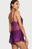 Victoria's Secret Grape Soda Purple Chain Strap Lace Back Cami Set