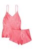 Victoria's Secret Cocktail Pink Satin Draped Back Cami Set