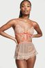 Victoria's Secret Heart Emb Orange Embroidery Unlined Non Wired Babydoll