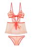 Victoria's Secret Heart Emb Orange Embroidery Unlined Non Wired Babydoll
