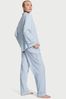 Victoria's Secret Chambray Blue Stripe Cotton Long Pyjamas
