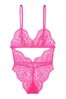 Victoria's Secret Post It Pink Unlined Cutout Lace Bodysuit