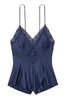 Victoria's Secret Ensign Navy Blue Satin Lace Slip Dress