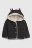 Charcoal Grey Sherpa Lined Button Up Bear Hoodie