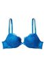 Victoria's Secret Enamel Blue Add 2 Cups Shine Strap Lace Push Up Bra