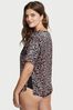 Victoria's Secret Classic Brown Leopard Silk Short Sleeve Oversized Pyjama Top