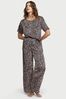 Victoria's Secret Classic Brown Leopard Silk Short Sleeve Oversized Pyjama Top