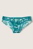 Victoria's Secret PINK Blue Glass Drawn Floral Strappy Logo Cheekster Knickers