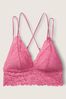 Victoria's Secret Pink Dahlia Pink Lace Strappy Back Longline Bralette