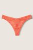 Victoria's Secret PINK Bright Melon Orange Lace Logo Thong Knicker