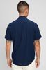 Navy Blue Linen Shirt in Standard Fit
