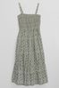 Green Smocked Midi Dress