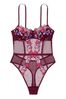 Victoria's Secret Burgundy Purple Embroidered Unlined Balcony Bodysuit