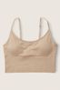 Victoria's Secret PINK Light Sand Nude Seamless Lightly Lined Low Impact Sport Crop Top