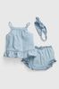 Light Blue Denim 3 Piece Outfit Cami and Shorts Set
