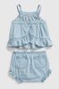 Light Blue Denim 3 Piece Outfit Cami and Shorts Set