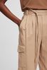 Brown High Rise Pleated Cargo Trousers