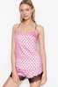 Victoria's Secret Flora Pink Dot Satin Lace Trim Pyjama Short