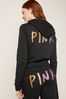 Victoria's Secret PINK Pure Black With Brushed Shine Gradient Logo Everyday Lounge Perfect FullZip