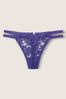 Victoria's Secret PINK Indigo Blue Strappy Lace Thong Knickers
