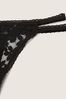 Victoria's Secret PINK Pure Black Black Strappy Lace Thong Knickers