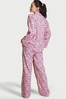 Victoria's Secret Flora Pink Script Flannel Long Pyjamas