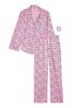 Victoria's Secret Flora Pink Script Flannel Long Pyjamas