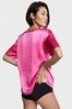 Victoria's Secret Fluorescent Pink Silk Short Sleeve Oversized Pyjama Top