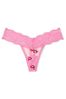 Victoria's Secret Bight Hibiscus Pink Lace Thong Panty