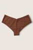 Victoria's Secret PINK Soft Cappuccino Brown Lace Logo Cheeky Knickers