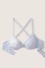 Victoria's Secret PINK Hydrangea Blue Logo Smooth Push Up T-Shirt Bra