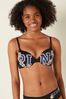 Victoria's Secret PINK Pure Black Floral with Logo Smooth Lightly Lined T-Shirt Bra