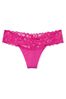 Victoria's Secret Fuschia Frenzy Pink Cotton Lace Waist Thong Panty