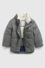 Grey Water Resistant Sherpa Lined Recycled Puffer Jacket