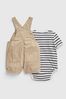 New Sand Beige Baby Shortall Outfit Set