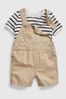 New Sand Beige Baby Shortall Outfit Set
