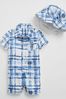Blue Plaid Baby Shorty Outfit Set