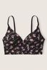 Victoria's Secret PINK Pure Black Logo Print Smooth Non Wired Push Up Bralette
