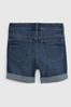 Blue Stretch Dark Wash Denim Midi Shorts