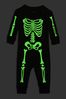 Black Organic Cotton Glow-In-The-Dark Skeleton Baby Sleepsuit