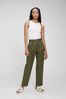 Green High Rise Pleated Cargo Trousers