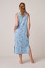 Blue Tie Dye Scoopneck Sleeveless Midi Dress