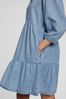 Blue Organic Cotton Denim Tiered Dress